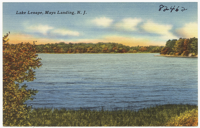 A print postcard of Lake Lenape Park, Mays Landing, from the Tichnor Brothers Collection at Boston Public Library.